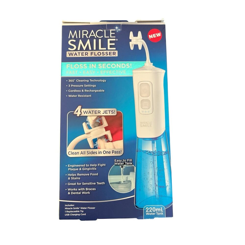 Miracle Smile Water Flosser, Portable Dental Rechargeable Water Flosser Ontel